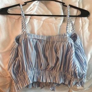 Blue striped crop top